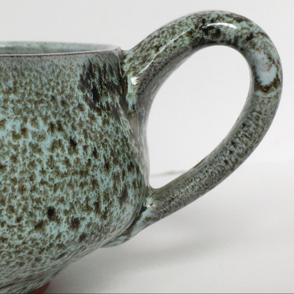 Sugar and creamer hand made speckled drip glaze green brown EUC unique vintage - Picture 11 of 16